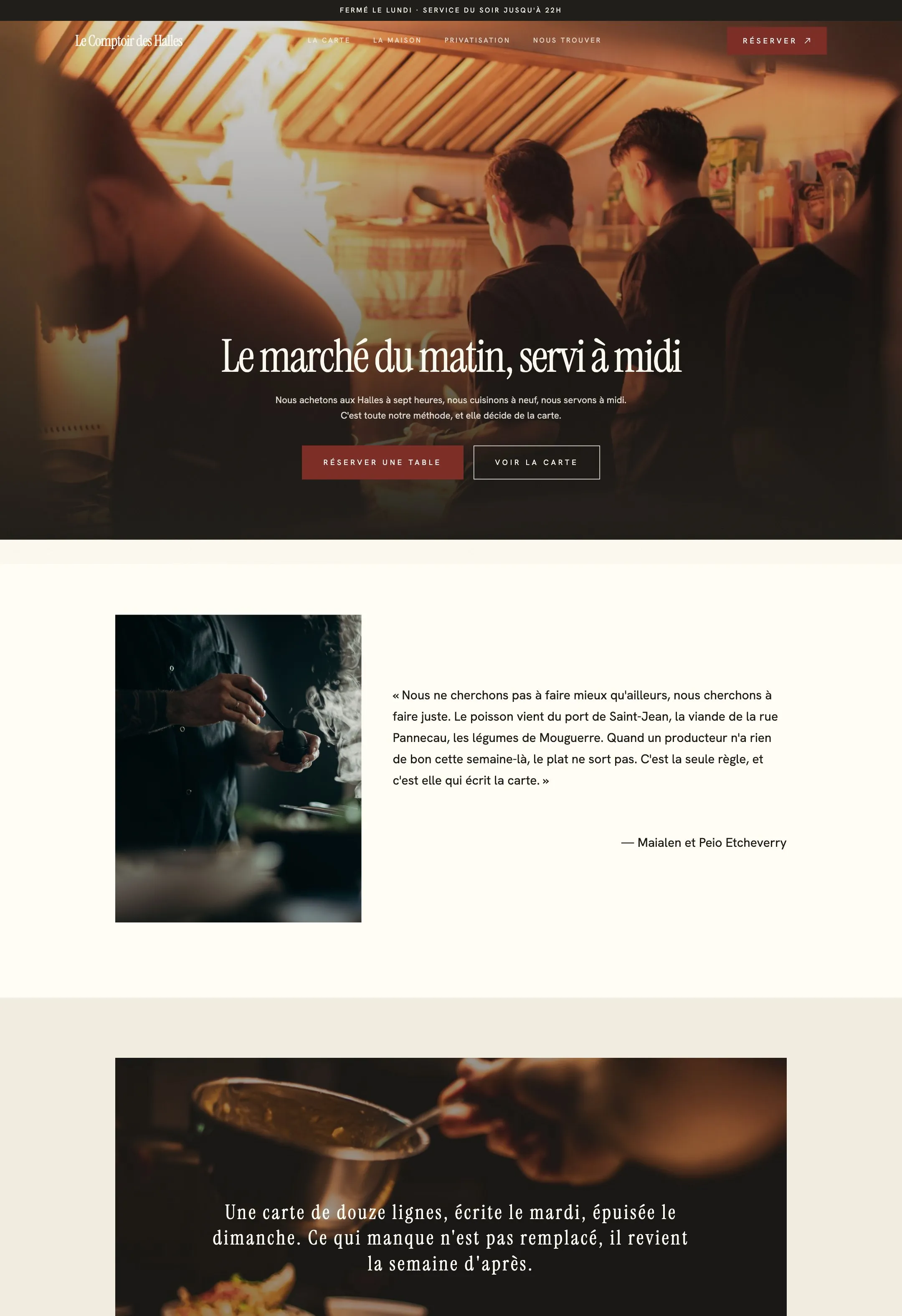 Le site du bistrot affiché en grand dans un navigateur