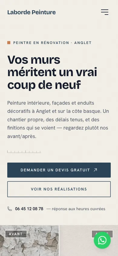 Le même site sur un téléphone